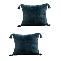 Genérico - Pack De 2 Fundas De Cojin Chenille Con Borlas 45X45 Verde