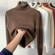thumbnail image 1 of Suéter de cuello alto para mujer, top de otoño e invierno con forro polar, interior grueso, negro, camisa de manga larga para mujer, 1 of 5
