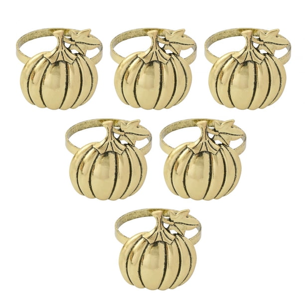 6 uds anillos para servilletas de calabaza bandas para servilletas aleación Vintage anillos para servilletas de otoño anillos para servilletas metálic Dorado