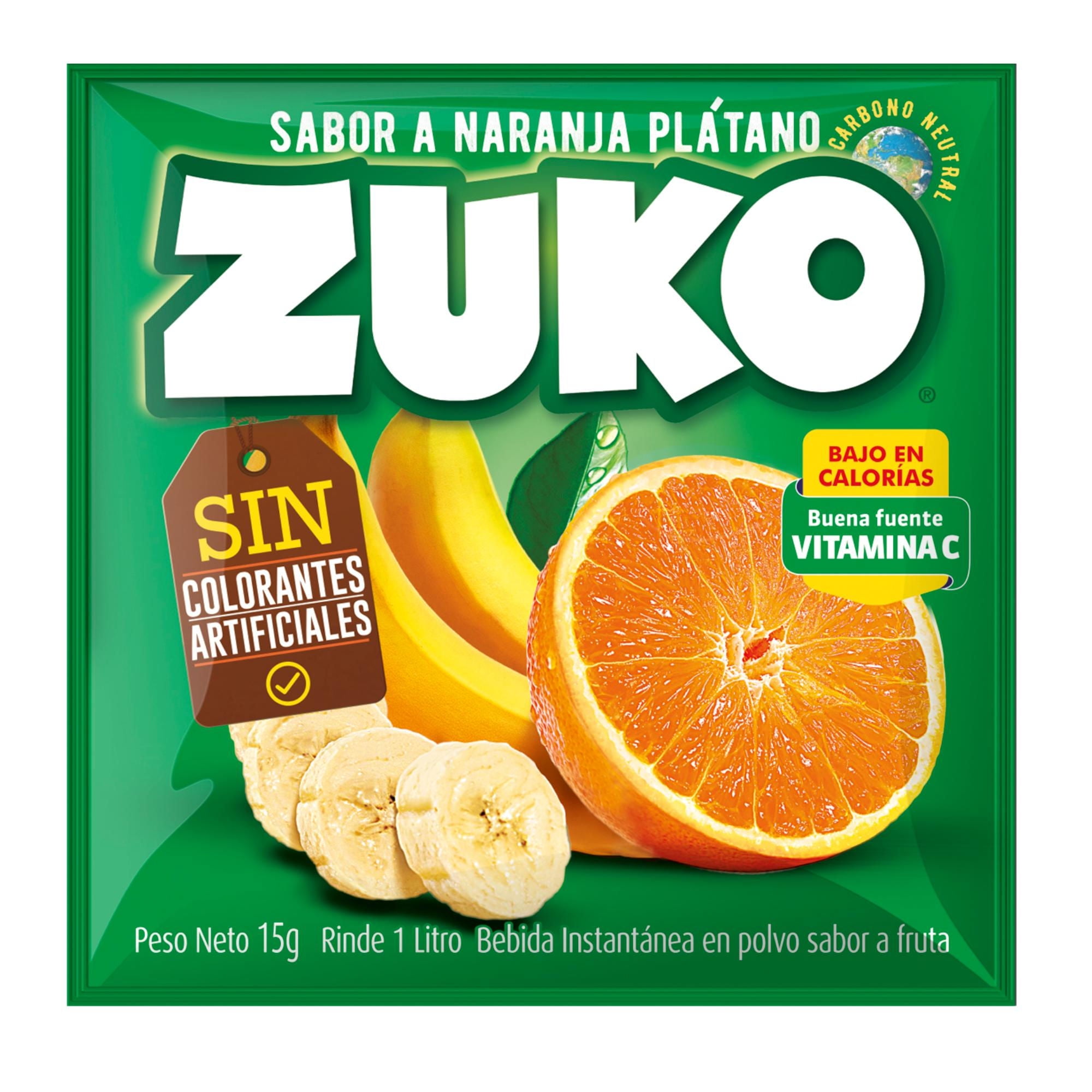 Refresco Sabor Naranja Plátano Sobre 15 g Zuko