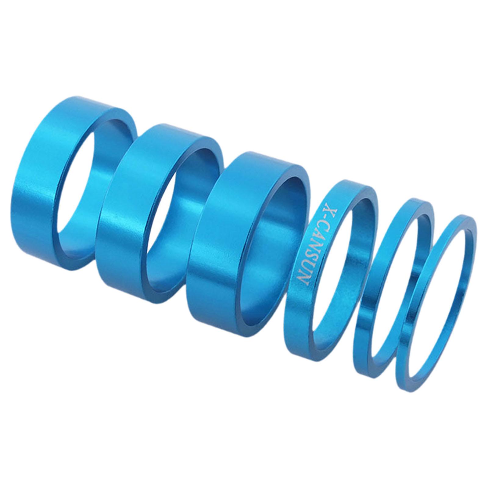 Magideal - 6 Piezas Separador De Dirección Bicicleta Espaciador Juego Aluminio Duradero Ligero Práctico Adecuado Para Reparación Accesorios Bicicleta Ruta Montañ Azul