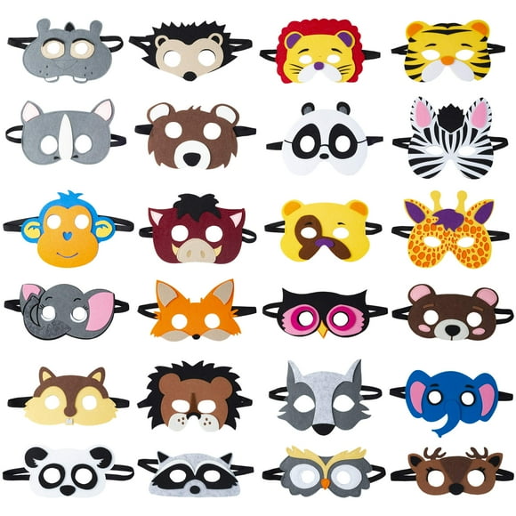 Máscaras de fieltro animal Party Favors TEEHOME (24 paquetes) para niños