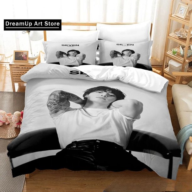 Kpop Jeon Jung Kook Album Bedding Set Double Duvet Cover Comforter Pillowcase Boys Girls Adults Home Textiles