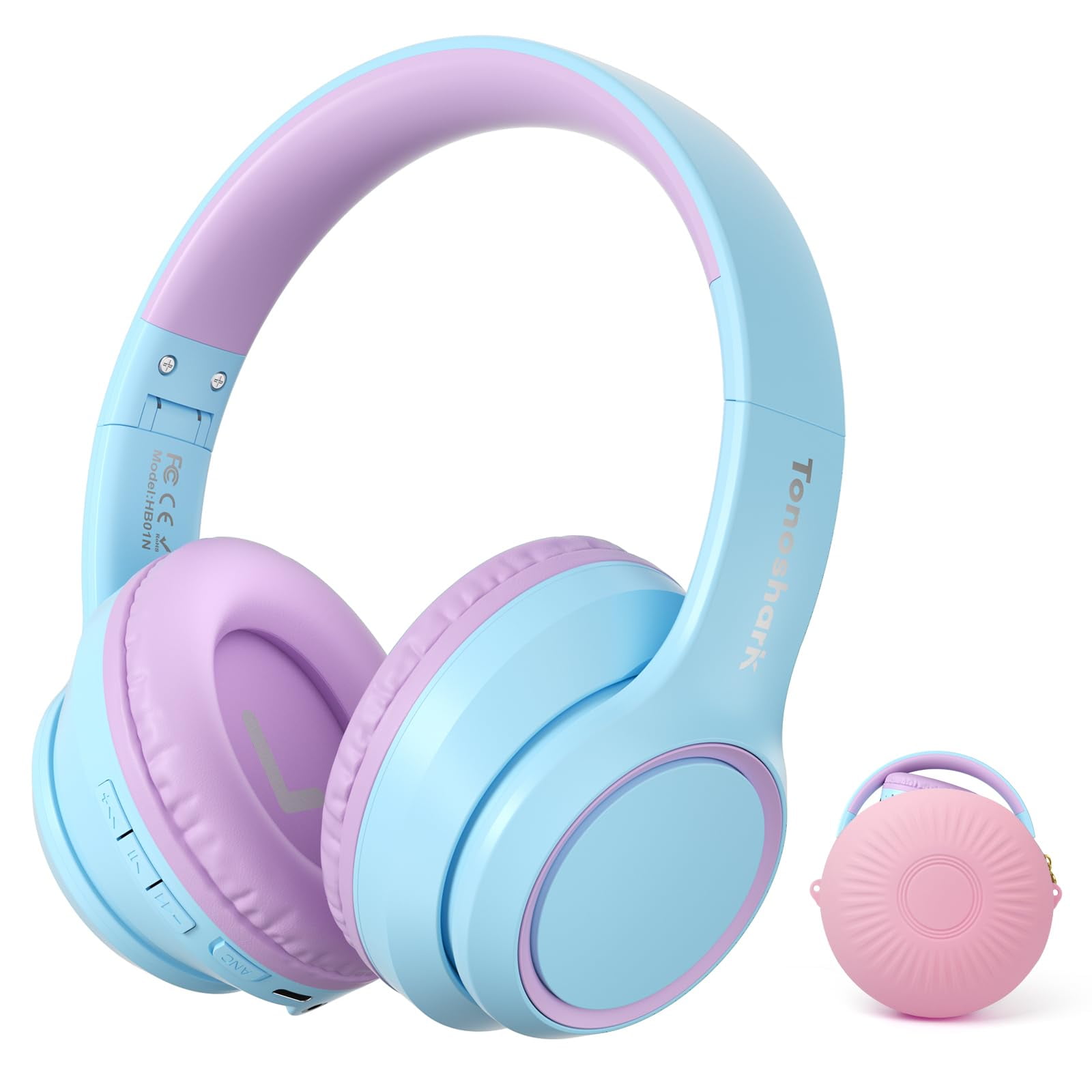 Auriculares Tonoshark Con Cancelación Activa De Ruido Para Niños, Color Morado