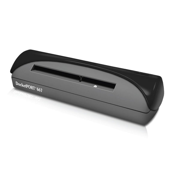 Escáner de tarjetas AMBIR DocketPORT 667 alimentado por USB, compacto