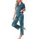 thumbnail image 4 of INSPIRE CHIC Conjunto de Pijama de Satén para Mujeres Regreso a Clases, Top de Manga Corta de Seda Floral y Pantalones 2 Piezas Pijamas S Azul Brillante, 4 of 6