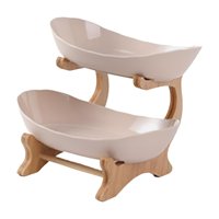 Bothyi - Bandeja Organizadora Para Servir Bocadillos, Platos Para Servir Para La Mesa De La Sala De Estar Del Restaurante, 2 Capas, Rosa