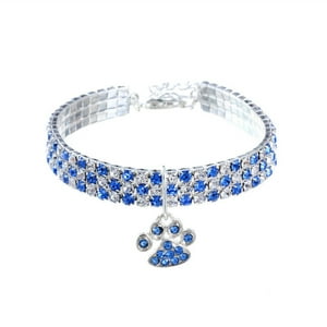Veat00L - Collar De Mascota De Diamante, Collar De Garra De Vidrio Ajustable Para Bodas, Gatos Y Perros, Cadena De Extensión Ajustable, Diamante De Agua Brillante, Collar De Mascota, S