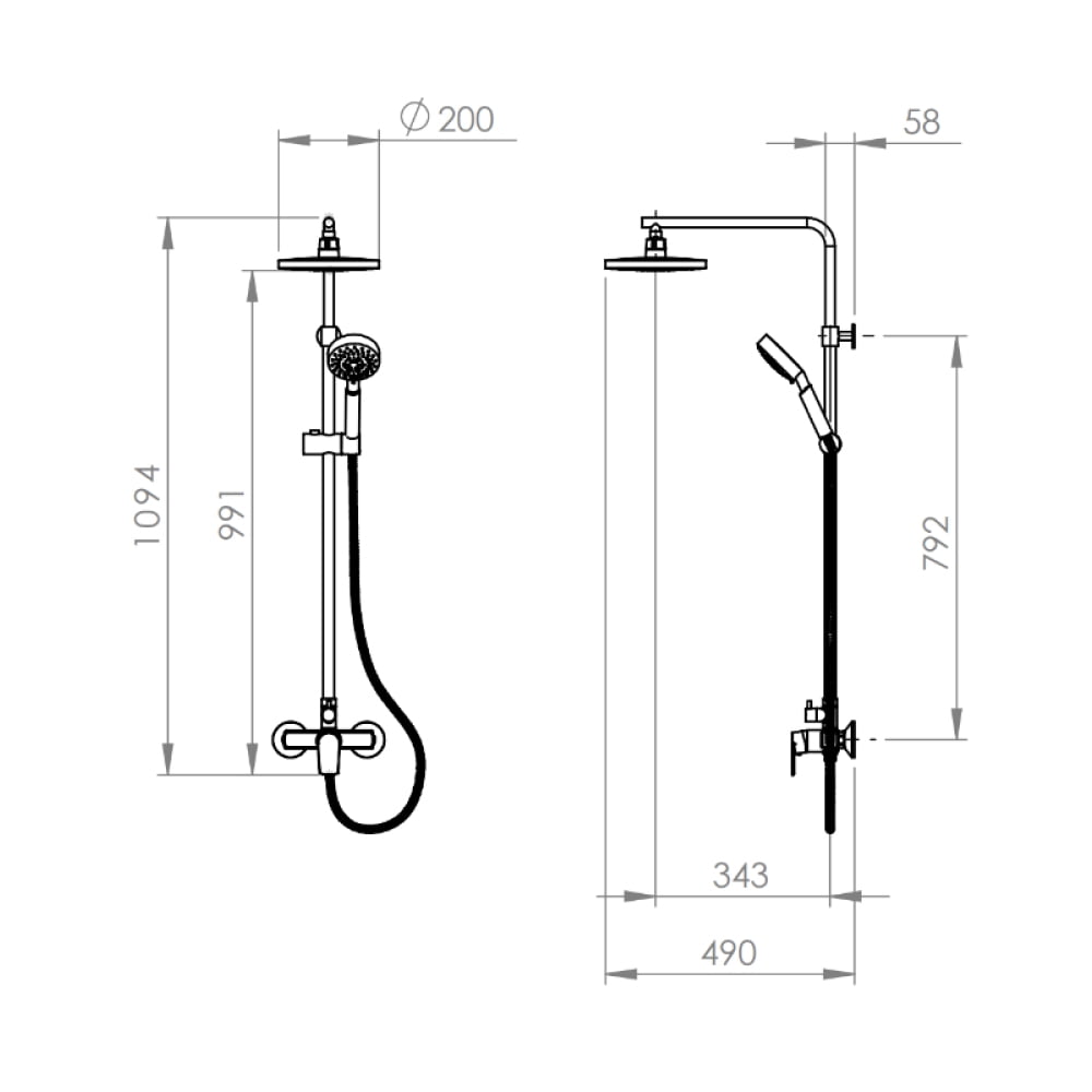 Stretto - Monomando Ducha + Columna Filippo