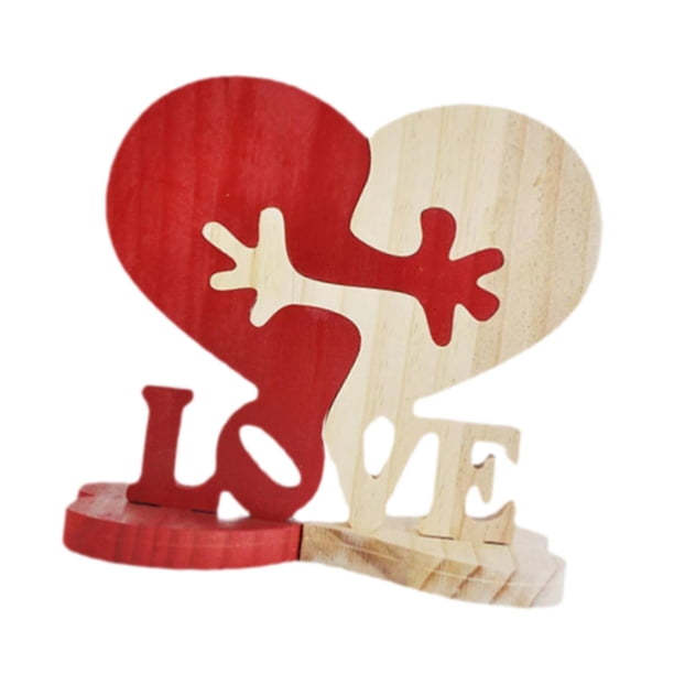 Adornos De Madera En Forma De Corazón Para Mesa De Boda, Estatuas De Madera Con Letreros De Madera Love, 17 X 18 Cm