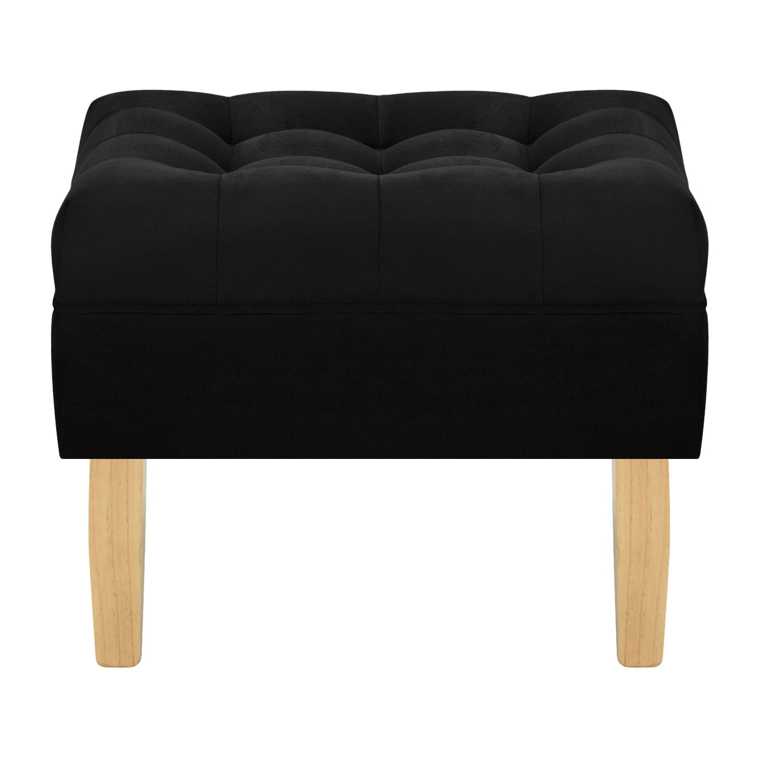 Bodevir - Pouf Wood 1c Felpa 05 Negro