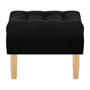 Bodevir - Pouf Wood 1C Felpa 05 Negro