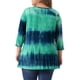 thumbnail image 5 of Agnes Orinda Blusas Casuales de Talla Grande para Mujer con Rayas Tie Dye, Cuello en V y Mangas 3/4, Talla L, Verde Tie Dye, 5 of 8