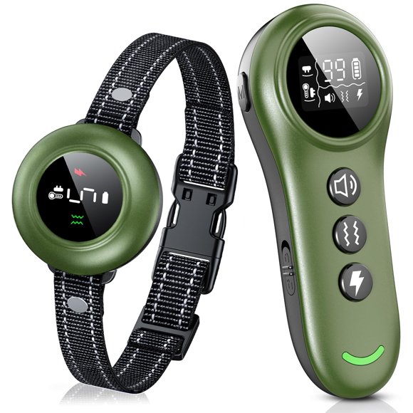 Collar de adiestramiento y control de ladridos para perros Colofrog 2 en 1, color verde