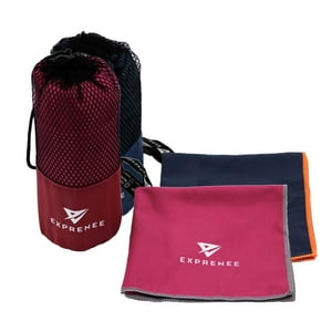 Exprenee - Set 3 Toalla Microfibra Natacion Viaje Pack 2 Fucsia Indigo