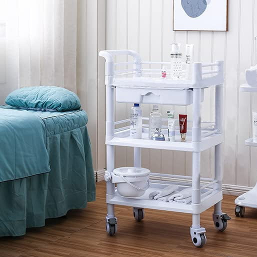 Carrito médico lesolar de 3 niveles de alta resistencia con ruedas universales