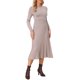 thumbnail image 4 of INSPIRE CHIC Vestido Suéter de Mujer Otoño 2026 Manga Larga Cuello Redondo Elástico Acanalado Plisado Línea A Elegante Vestidos Midi L Caqui, 4 of 6