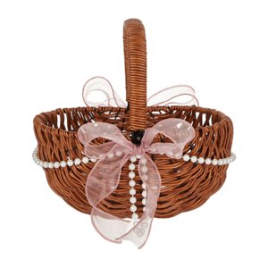 Magideal - Cesta De Flores Pequeña Tejida, Cesta De Almacenamiento Artesanal, Práctica Cesta De Verduras, Decoración Del Hogar Para Senderismo, Boda, Fiesta De Marrón Claro M