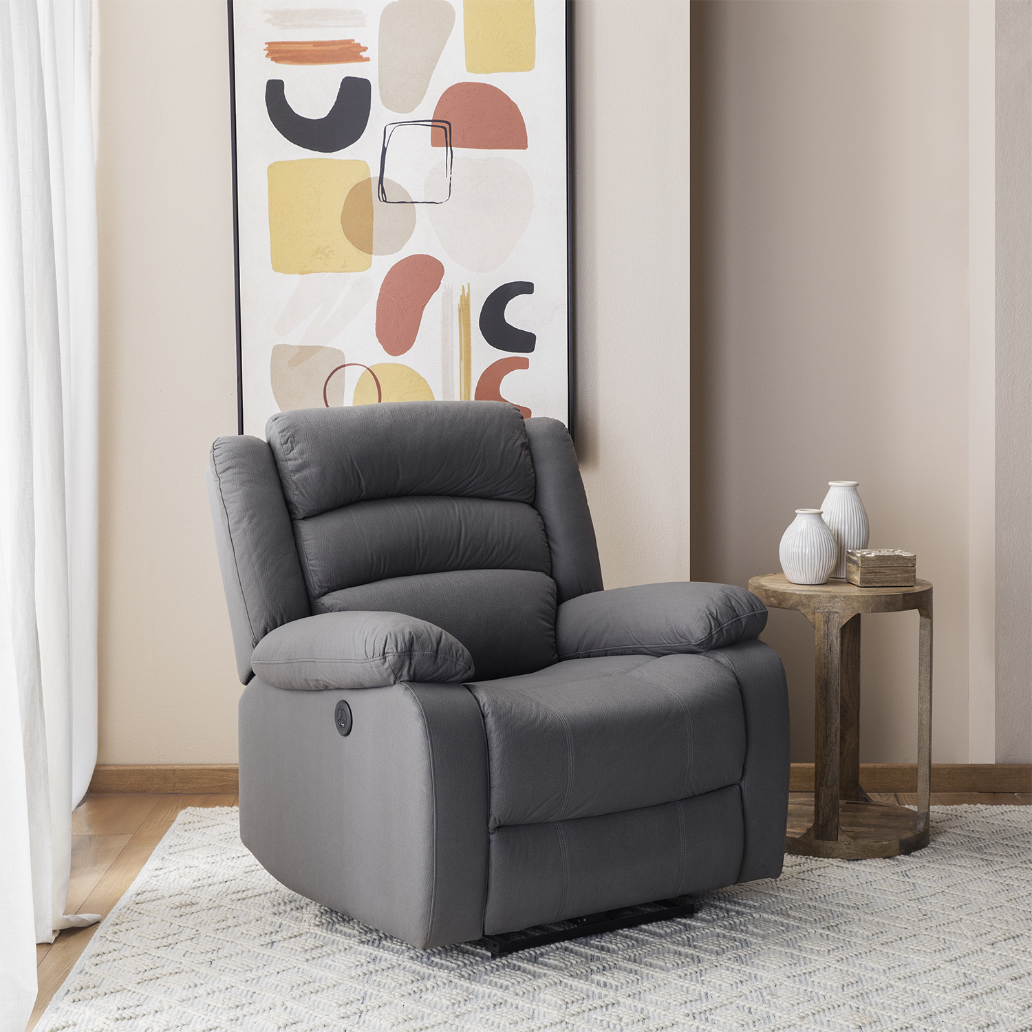 Daniels - Berger 1 Cuerpo Reclinable Eléctrico Moderno Gris New Praga 8041Rffgrpw