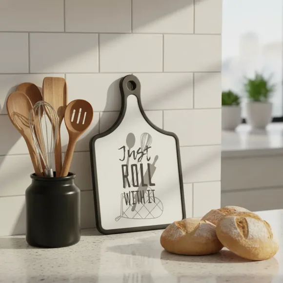 Tabla de Picar Cocina Diseño Moderno con Frase 30x19cm