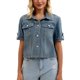 thumbnail image 1 of INSPIRE CHIC Chaqueta de Jean Recortada de Manga Corta con Cuello Vuelto Casual de Mezclilla para Mujeres de Regreso a Clases S Gris Azul, 1 of 6