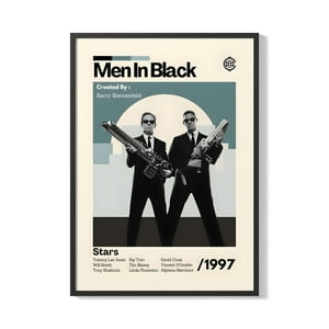 Creango - Cuadro Poster Enmarcado Hombres De Negro Diseño 2 Decorativo