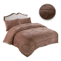Max - Cobertor Cubrecama Grueso Peludo Chiporro 2 Plaza + 2 Funda Marron