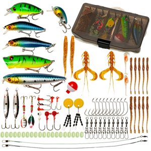 Ioensy - 80X Accesorios De Pesca Artificiales Con Caja Cebos De Pesca Para Lubina Carpa Lago