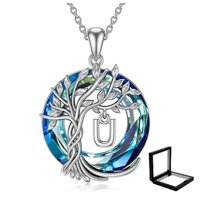 Collar Heshpaws Tree Of Life Con Inicial A-Z Azul