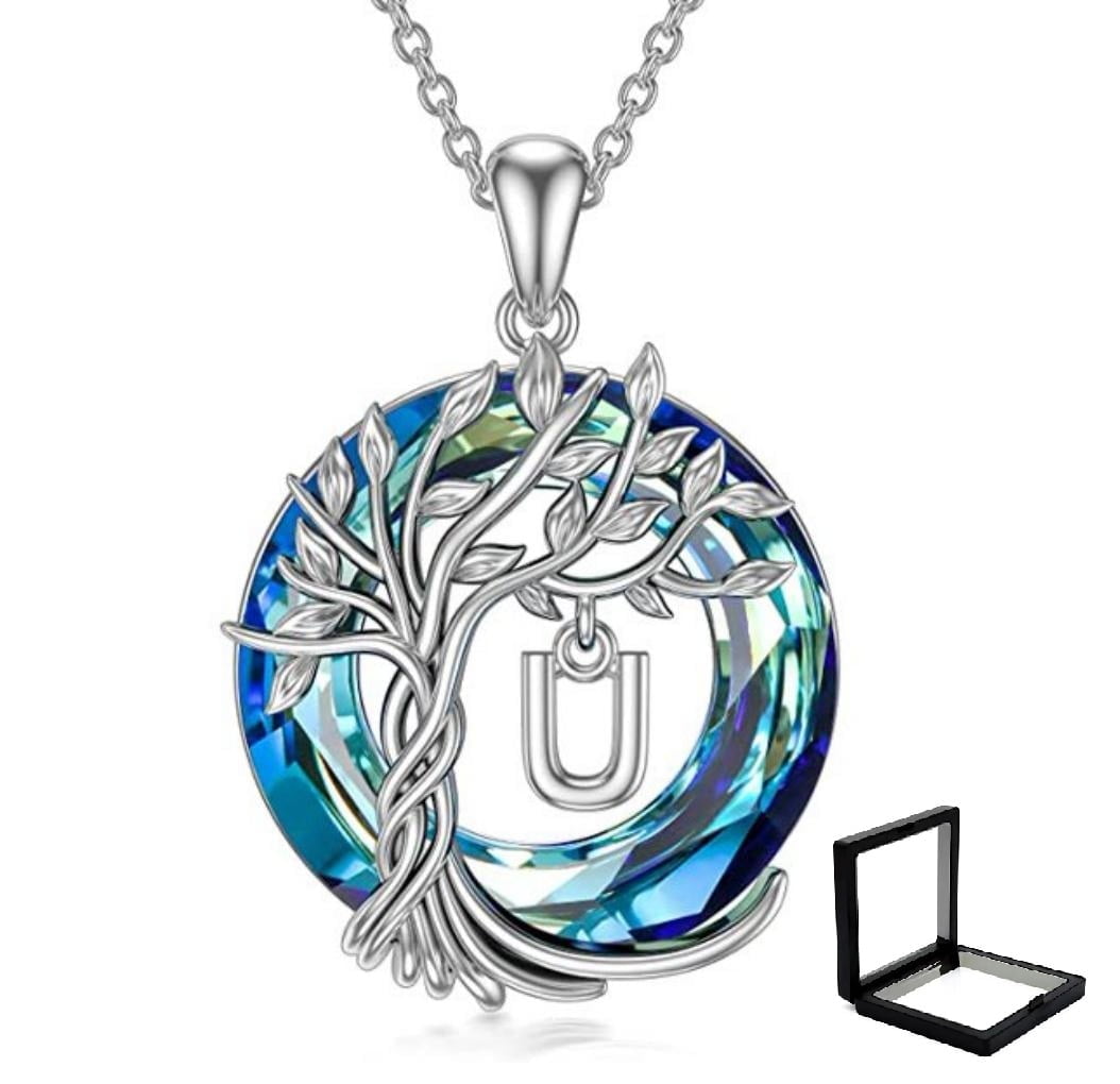 Collar Heshpaws Tree Of Life Con Inicial A-Z Azul