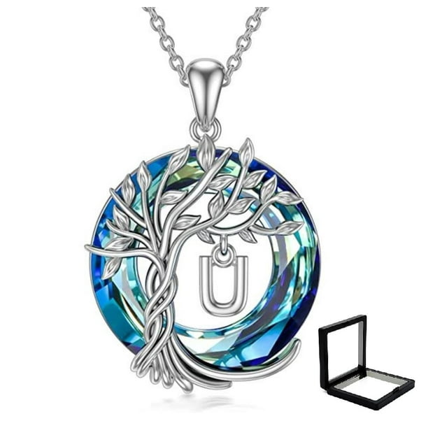 Collar HESHPAWS Tree of Life con Inicial A-Z Azul