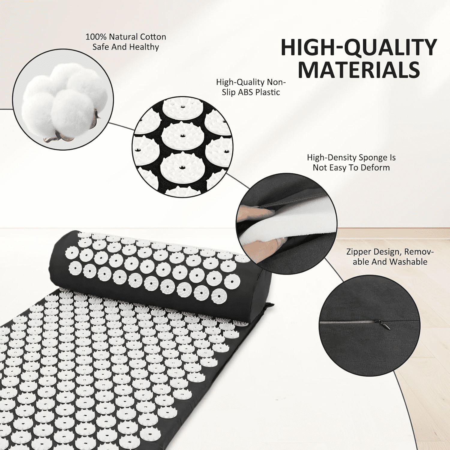 Movi - Alfombra 3 En 1, Yoga + Acupuntura+ Relajacion Muscular