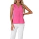 thumbnail image 1 of INSPIRE CHIC Blusa sin mangas de gasa con cuello en V para mujer, para oficina, L Rosa Fucsia, 1 of 6