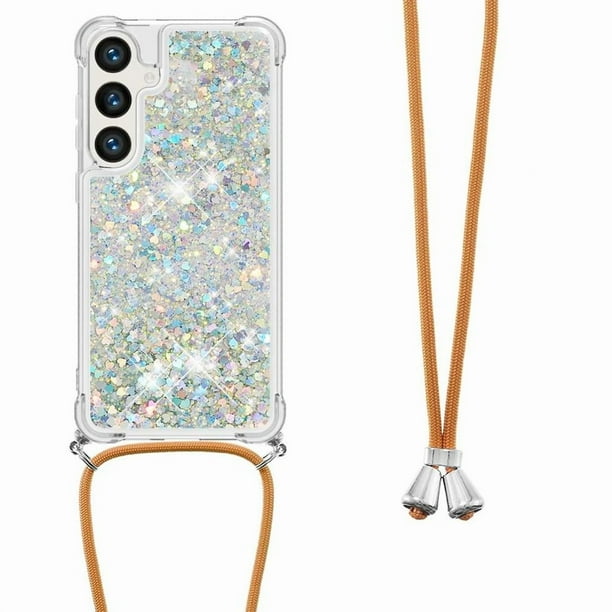 Funda FOXDOCK para Samsung Galaxy S24 FE con Cuerda Ajustable, Brillo Líquido, Protección Antigolpes y Lente – Ideal para Regalo