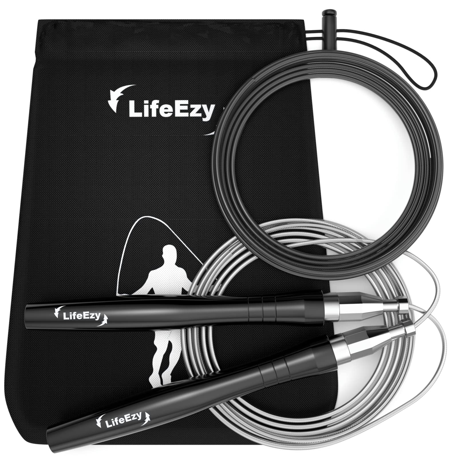 Cuerda Para Saltar Lifeezy De Alta Velocidad, Pesada, Sin Enredos, Negra