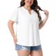 thumbnail image 4 of Agnes Orinda Blusa Casual de Verano 2026 para Mujer de Talla Grande con Cuello en V, Bordado de Ojales, Mangas Abullonadas y Textura, Talla 1X, Blanca, 4 of 6
