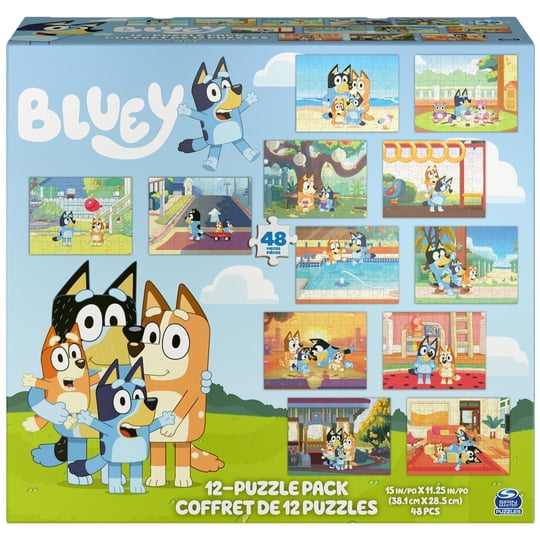 Juego De Rompecabezas Bluey, 11 Rompecabezas De Madera Borrosa Troquelados Para Niños