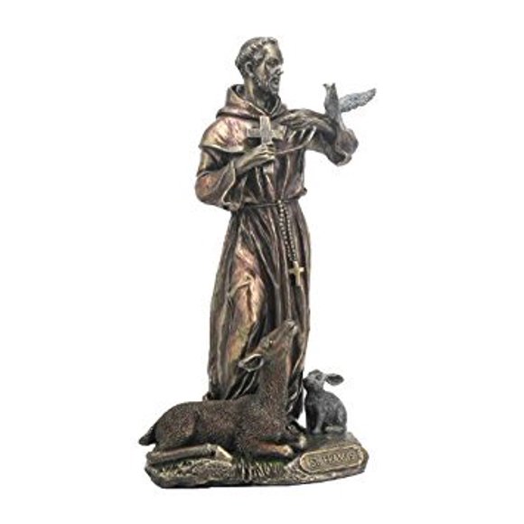 Figura WU San Francisco de Asís 12 cm Acabado en Bronce y Peltre