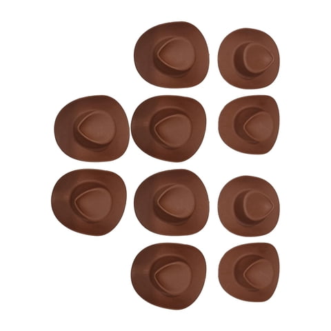 Bothyi - 10 Piezas Casa De Muñecas Mini Sombrero De Vaquera Adorno De Pastel Sombrero De Muñeca Para Vestirse Marrón