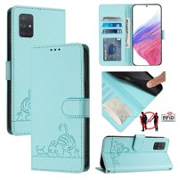 Funda Tipo Cartera Foxdock Para Samsung Galaxy A71 4G Con Soporte, Ranuras, Rfid, Diseño De Gato