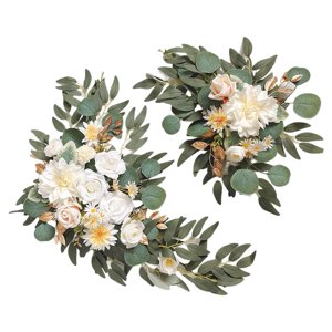 Magideal - 2 Piezas Guirnalda Artificial Hecha A Mano Botín De Flores Botín De Flores Artificiales Flor De Arco De Boda Rústica Para Decoración De Arte De Ventan , Estilo C