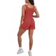 thumbnail image 3 of ATHLECHIC Conjuntos de 2 Piezas para Mujer, Tops Cortos de Punto Acanalado con Bolsillo y Shorts, S Rojo, 3 of 5