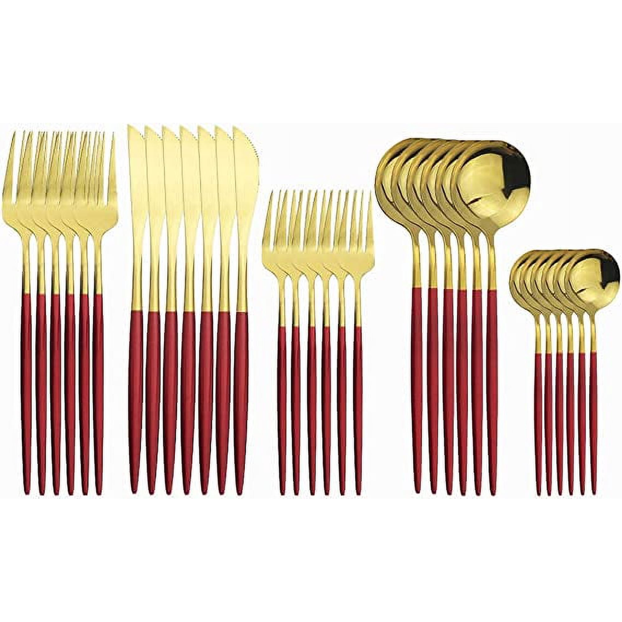 Xmhytop Juego De Cubiertos De Cocina De 24 Piezas, Inoxidable, Color Oro Rojo, Ideal Para Hogares Y Eventos