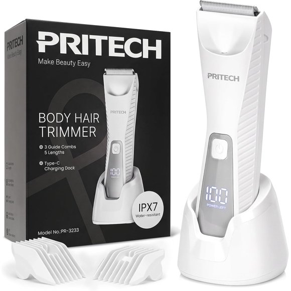 PRITECH Recortadora de vello corporal y púbico impermeable para mujeres