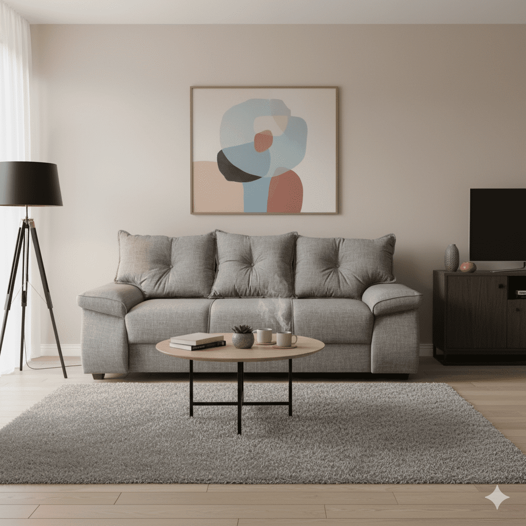 Intermuebles - Sofá Fortaleza 3 Cuerpos Tela Gris Claro