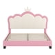 thumbnail image 3 of Full size Upholstered Princess Bed With Crown Headboard,Full Size Platform Bed with Headboard and Footboard, Cream+Pink(Old SKU WF303337AAH), 3 of 3