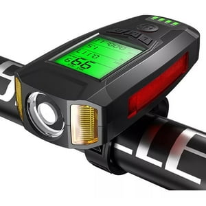 Defensor - Luz Con Velocímetro Y Bocina Recargable Scooter Bici Bike Color Negro