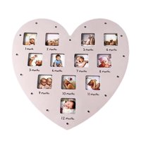 Magideal - Marco De Primer Año De Bebé Marco De , Marco De Collage Brillante Con Luz Para Álbumes De Fotografías De Recién Nacidos Para Bebés Recuerdos Rosa