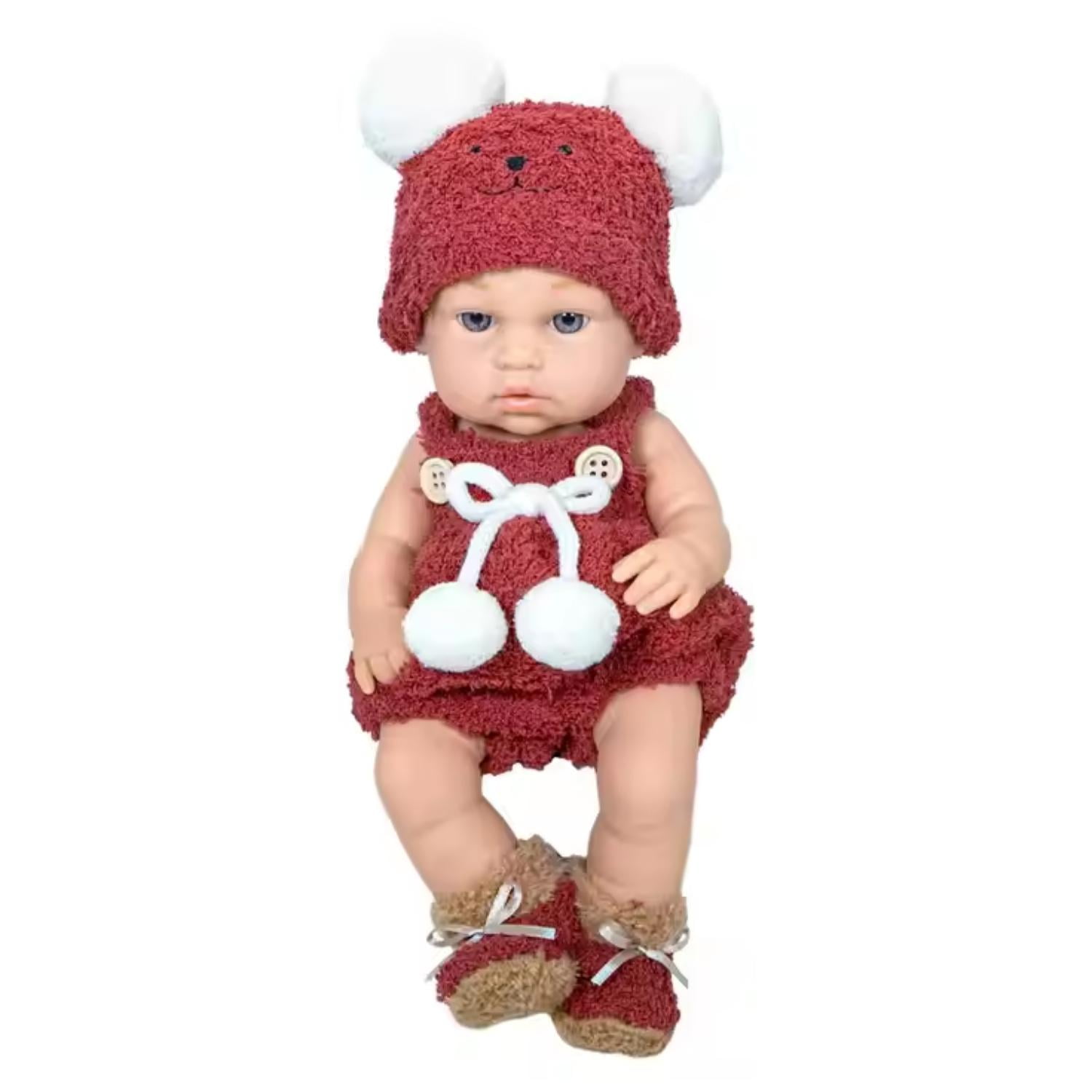 Genérico - Juguete Muñeca Realista 29cm Silicona Vestido Rojo Infantil