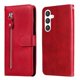 thumbnail image 1 of Funda tipo cartera para Samsung Galaxy S25 con bolsillo con cremallera y ranuras para tarjetas – Función de soporte Rojo, 1 of 6